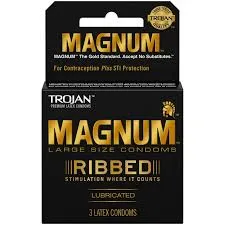 Trojan Magnum Ribbed Large Size Condoms 3ct
